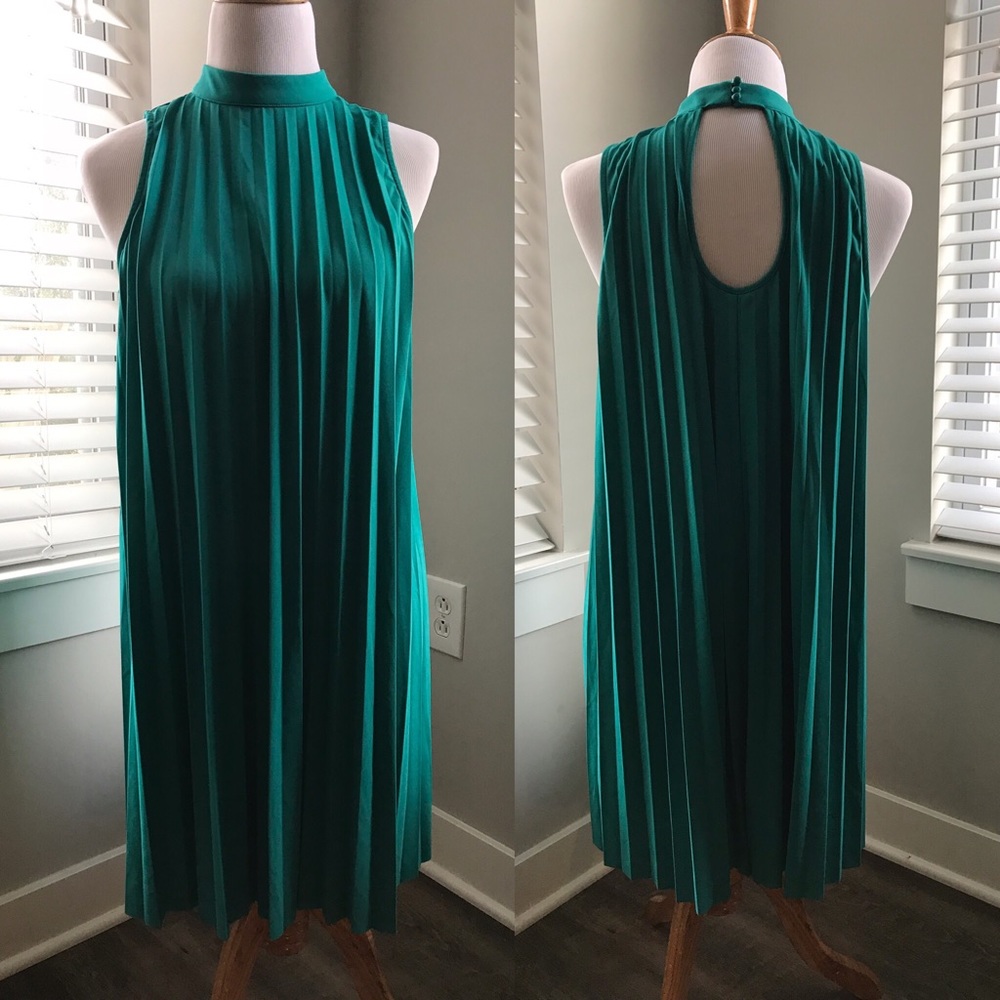 teal pleated anthro dress - size M - limited wear